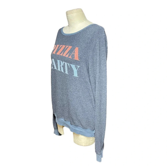 Wildfox Pizza Party Baggy Beach Jumper‎ Sweater Blue Size Small - Picture 4 of 8